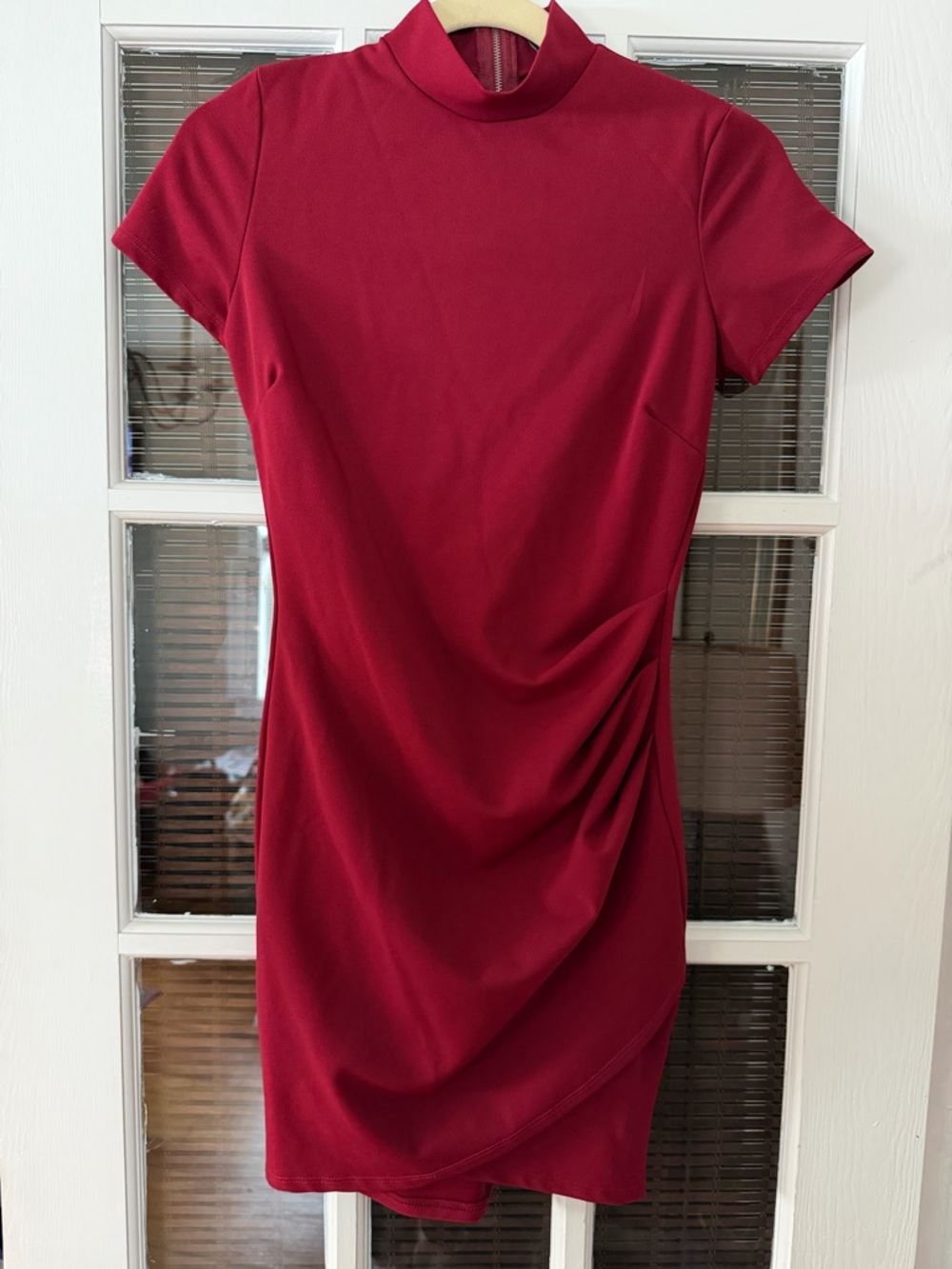 Windsor‎ Women’s S Wine Mock Neck Ruched Bodycon Mini Dress | SKU 0040